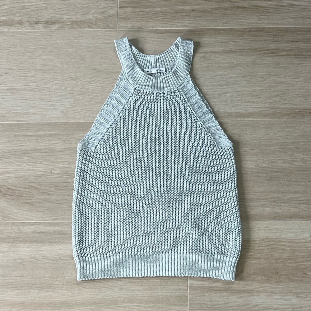 White + Warren Sleeveless Knit Halter Tank - Cream